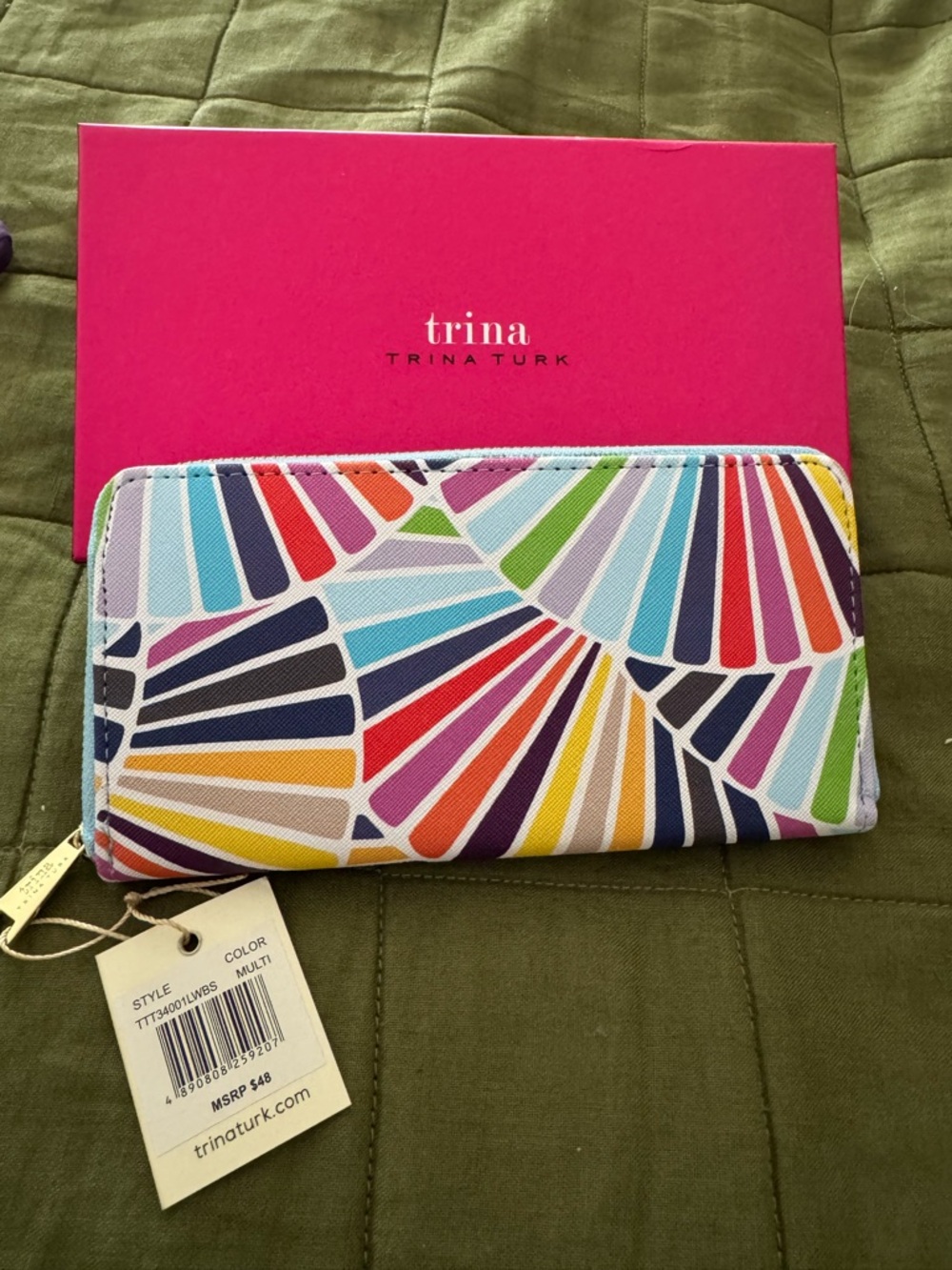 Trina Turk Multicolor Fan-Pattern Zip Wallet in Bright Hues
